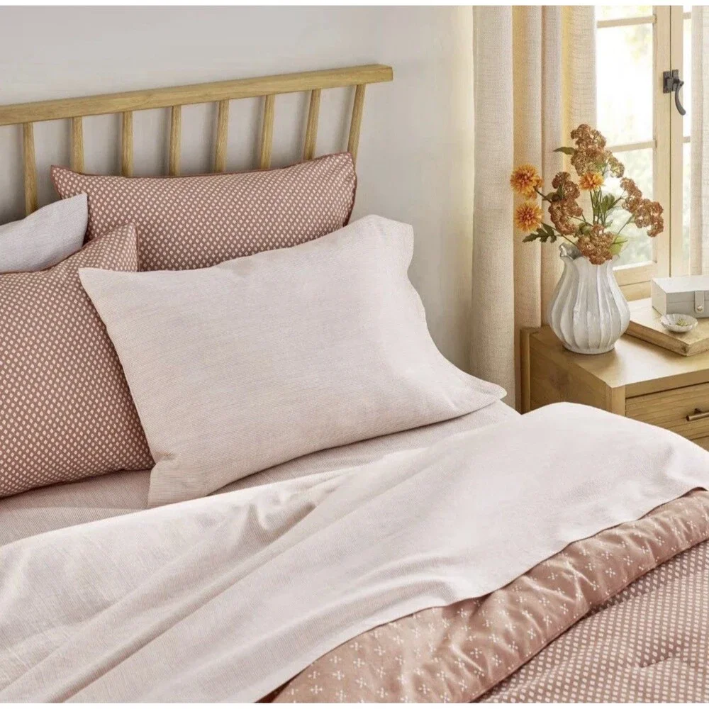 4pc King Micro Stripe Sheet Set Rust - Hearth & Hand with Magnolia NEW